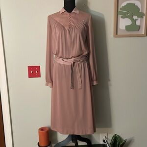 Vintage long sleeve shirt belted dress midi 10